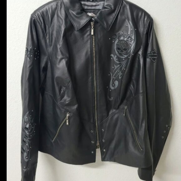 Women's Genuine Harley Davidson Wicked Willie Bling Leather Jacket 1W NWOT - Picture 9 of 10